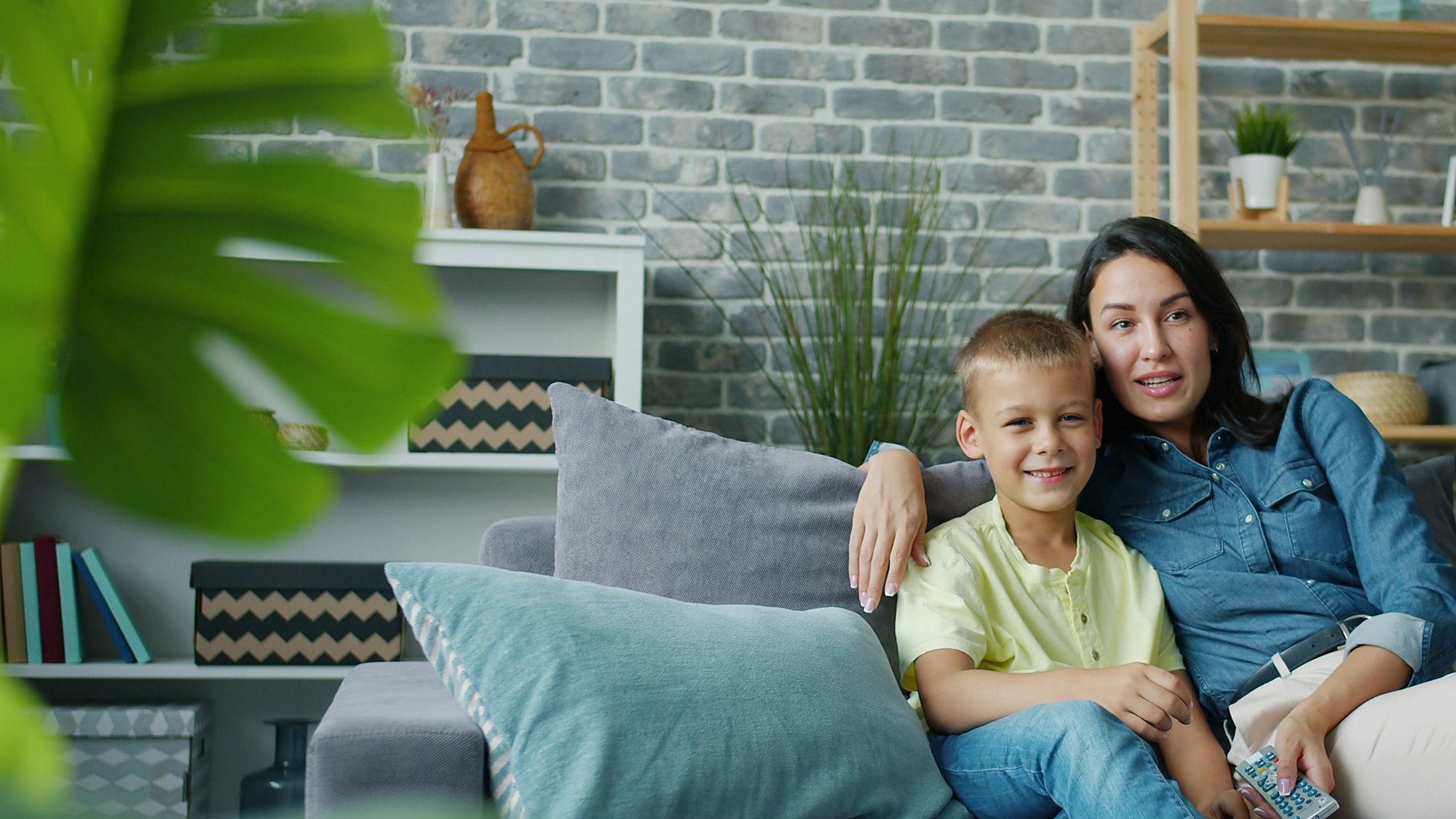 A Houston family relaxed and comfortable at home