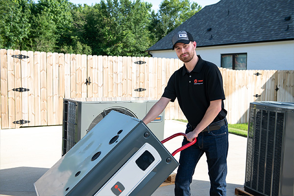 Aaron's technician completing a Trane installation